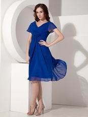 V-neck Royal Blue Mother Of The Bride Dress For Beach Wedding