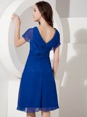 V-neck Royal Blue Mother Of The Bride Dress For Beach Wedding