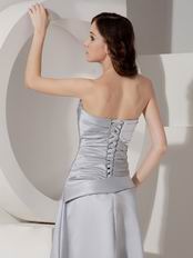 Gray Tea Length Taffeta Mother Of The Bride Dress