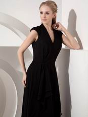 V Neck Cheap Black Chiffon Dress For Mother Of The Bride