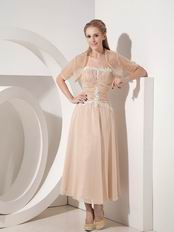 Tea-length Champagne Mother Of The Bride Dress With Jacket