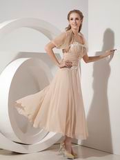 Tea-length Champagne Mother Of The Bride Dress With Jacket