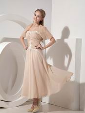 Tea-length Champagne Mother Of The Bride Dress With Jacket