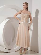 Tea-length Champagne Mother Of The Bride Dress With Jacket