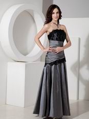 Strapless Dimgray Mother Of The Bride Dress With Black Lace