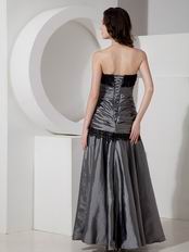 Strapless Dimgray Mother Of The Bride Dress With Black Lace