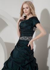 Square Neck Dark Green Mother Of The Bride Dress Petite