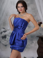Royal Blue Strapless Prom Dress With Mini Skirt Designer Knee Length Sexy