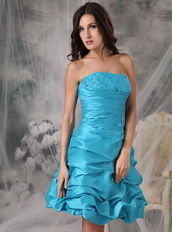 Mini-length Teal Taffeta Beading Sweet 16 Dresses And Gowns Knee Length Sexy