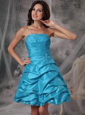 Mini-length Teal Taffeta Beading Sweet 16 Dresses And Gowns Knee Length Sexy