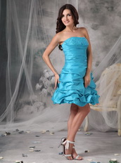 Mini-length Teal Taffeta Beading Sweet 16 Dresses And Gowns Knee Length Sexy