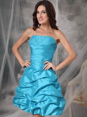 Mini-length Teal Taffeta Beading Sweet 16 Dresses And Gowns Knee Length Sexy