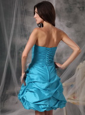 Mini-length Teal Taffeta Beading Sweet 16 Dresses And Gowns Knee Length Sexy