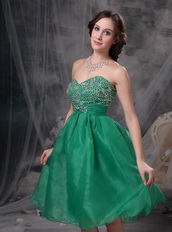 Green Sweetheart Knee-length Beaded Short Prom Dresses Knee Length Sexy