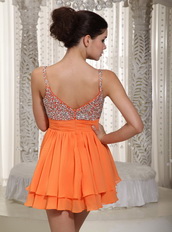 Beaded Embellishment Orange 2019 Short Dresses For Prom Wear Knee Length Sexy