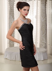 Black Column Mini-length Prom Dress Stores Buy 2014 Knee Length Sexy