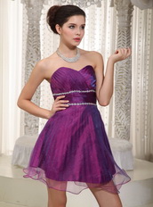 Mini-length Dark Magenta Short Prom Dress Sweetheart Style Knee Length Sexy
