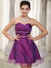 Mini-length Dark Magenta Short Prom Dress Sweetheart Style Knee Length Sexy