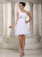 One Shoulder Pure White Buy Short Prom Dress Short Knee Length Sexy