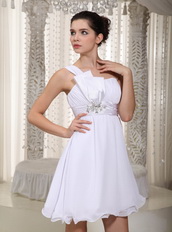 One Shoulder Pure White Buy Short Prom Dress Short Knee Length Sexy