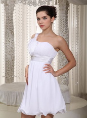 One Shoulder Pure White Buy Short Prom Dress Short Knee Length Sexy