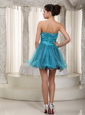 Teal Sweetheart Mini Dress Withe Handcrafted Beading For Girl Knee Length Sexy