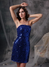 Mini-length Short Prom Dress Made By Royal Blue Sequin Knee Length Sexy