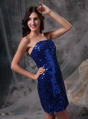 Mini-length Short Prom Dress Made By Royal Blue Sequin Knee Length Sexy