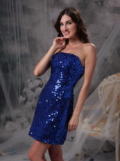 Mini-length Short Prom Dress Made By Royal Blue Sequin Knee Length Sexy