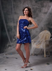 Mini-length Short Prom Dress Made By Royal Blue Sequin Knee Length Sexy