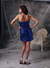 Mini-length Short Prom Dress Made By Royal Blue Sequin Knee Length Sexy