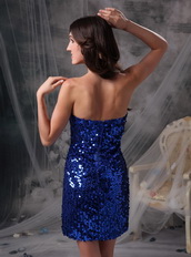 Mini-length Short Prom Dress Made By Royal Blue Sequin Knee Length Sexy