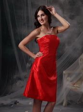 Strapless Knee-length Scarlet Taffeta Short Prom Dress Knee Length Sexy