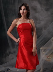 Strapless Knee-length Scarlet Taffeta Short Prom Dress Knee Length Sexy