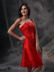 Strapless Knee-length Scarlet Taffeta Short Prom Dress Knee Length Sexy