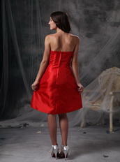 Strapless Knee-length Scarlet Taffeta Short Prom Dress Knee Length Sexy