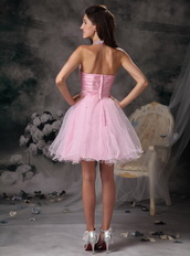 Halter Neck Style Organza Mini-length Prom Dress Pink Knee Length Sexy