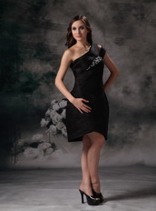 Black Asymmetrical Knee-length Layers Short Prom Gowns Knee Length Sexy