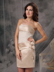 Beaded Champagne Short Prom Dress For Discount Knee Length Sexy