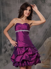 Dark Purple Amaranth Women Wear Prom Dress By Taffeta Knee Length Sexy