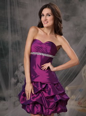 Dark Purple Amaranth Women Wear Prom Dress By Taffeta Knee Length Sexy