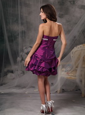 Dark Purple Amaranth Women Wear Prom Dress By Taffeta Knee Length Sexy