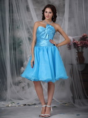 Aqua Blue Knee-length Corset Back Short Prom Dresses Knee Length Sexy