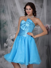 Aqua Blue Knee-length Corset Back Short Prom Dresses Knee Length Sexy