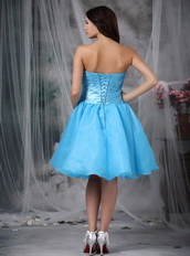 Aqua Blue Knee-length Corset Back Short Prom Dresses Knee Length Sexy