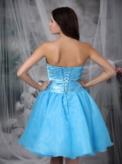 Aqua Blue Knee-length Corset Back Short Prom Dresses Knee Length Sexy