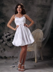 Mini-length White Stain Prom Dress With Bowknot Decorate Knee Length Sexy