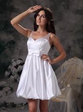 Mini-length White Stain Prom Dress With Bowknot Decorate Knee Length Sexy