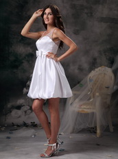 Mini-length White Stain Prom Dress With Bowknot Decorate Knee Length Sexy