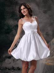 Mini-length White Stain Prom Dress With Bowknot Decorate Knee Length Sexy